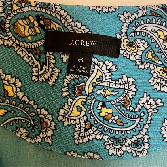 J.Crew Paisley Puff Sleeve Button Front Long Dress 6 Girly Boho Prairie Romantic - Picture 4 of 8